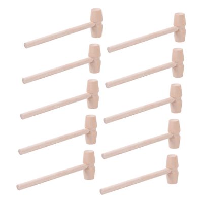 DECHOUS 10pcs Ergonomic Handle Mini Hammers Solid Wood Beating Hammers for Year Old Boy Toys