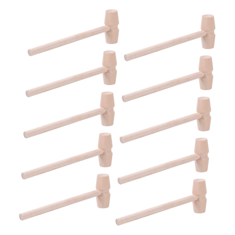 DECHOUS 10pcs Ergonomic Handle Mini Hammers Solid Wood Beating Hammers for Year Old Boy Toys