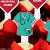 Custom Medical Staff Appreciation Cupcake Toppers, Plastic Personalized Cupcake Picks 2x4 Inches, Custom Hospital Name, Half Hearts and Half Scrubs, American-Made (50) view 4