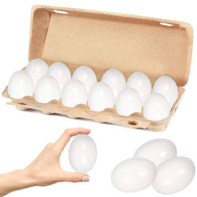 Chochkees Wooden Fake Eggs - Perfect for Easter Crafts - Dcor and Egg Hunts (White) 2.3" Inches (Pack of 144)