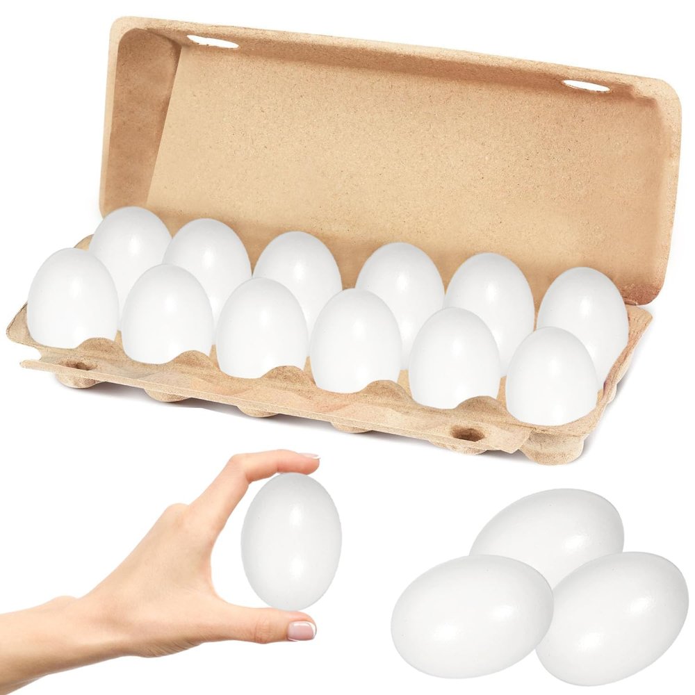 Chochkees Wooden Fake Eggs - Perfect for Easter Crafts - Dcor and Egg Hunts (White) 2.3" Inches (Pack of 144)
