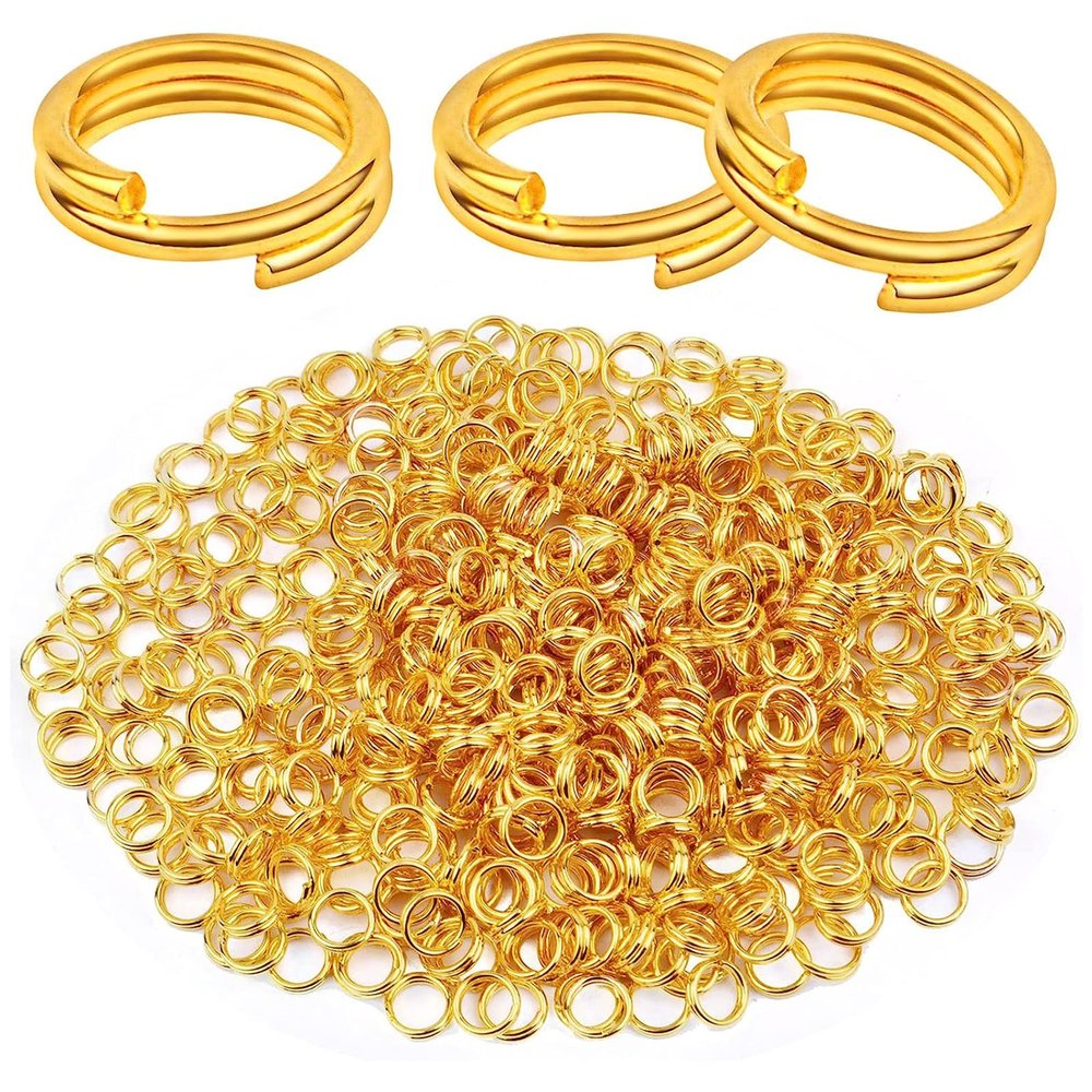 1000x Double Open Split Jump Rings Connector Loop Findings for Jewellery Making Craft Strong No Fade Bulk (14mm, Gold)