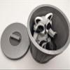 3D Printed Raccoon - Articulated Multicolor Fidget Toy Figure (Medium with Trash Can) view 4