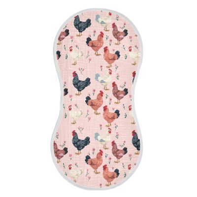 AMmao Pink Hen Chicken Pattern Burp Cloths 1 Pack Muslin Burping Cloth Cotton Burp Towel Soft Absorbent Baby Burp Cloths for Boys Girls Newborn 22 x 11 in