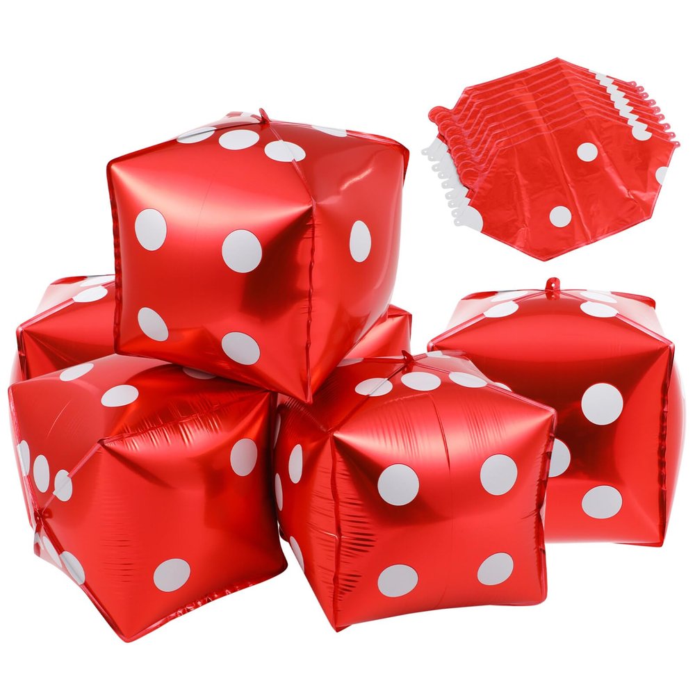HOLIDYOYO 10pcs Dice Balloons for Theme Party Decorations Aluminum Foil Cube Balloons for Events Photo Props for and Celebrations