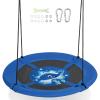 Fireflowery 40 inch Saucer Tree Swing Set for Kids, Flying Seat with 600D Oxford Fabric & Adjustable Hanging Straps, Round Disc Swing for Indoor & Outdoor, Backyard, Playground (Blue Whale) view 1