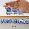6PCS Handcrafted Miniature Ceramic Plates in 1:12 or 1:6 Scale, Vintage Porcelain Playhouse Dishes (Blue-White B, 4CM) view 2