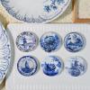 6PCS Handcrafted Miniature Ceramic Plates in 1:12 or 1:6 Scale, Vintage Porcelain Playhouse Dishes (Blue-White B, 4CM) view 3