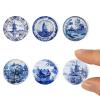 6PCS Handcrafted Miniature Ceramic Plates in 1:12 or 1:6 Scale, Vintage Porcelain Playhouse Dishes (Blue-White B, 2.3CM) view 1