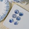 6PCS Handcrafted Miniature Ceramic Plates in 1:12 or 1:6 Scale, Vintage Porcelain Playhouse Dishes (Blue-White B, 2.3CM) view 3