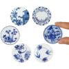 6PCS Handcrafted Miniature Ceramic Plates in 1:12 or 1:6 Scale, Vintage Porcelain Playhouse Dishes (Blue-White C, 4CM) view 1