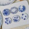6PCS Handcrafted Miniature Ceramic Plates in 1:12 or 1:6 Scale, Vintage Porcelain Playhouse Dishes (Blue-White C, 4CM) view 3