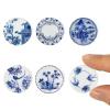 6PCS Handcrafted Miniature Ceramic Plates in 1:12 or 1:6 Scale, Vintage Porcelain Playhouse Dishes (Blue-White C, 2.3CM) view 1