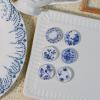 6PCS Handcrafted Miniature Ceramic Plates in 1:12 or 1:6 Scale, Vintage Porcelain Playhouse Dishes (Blue-White C, 2.3CM) view 3