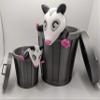 3D Menagerie 3D Printed Opossum - Articulated Multicolor Fidget Toy Figure (Giant with Trash Can), White Grey Pink view 3