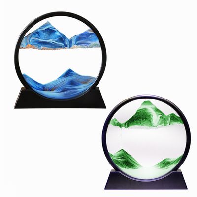 2 Pack 12 inch Moving Sand Art Picture,Liquid Motion 3D Sea Sandscape in Motion Display, Flowing Sand Frame Desktop Art Bookshelves Home Office Decoration