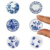 6PCS Handcrafted Miniature Ceramic Plates in 1:12 or 1:6 Scale, Vintage Porcelain Playhouse Dishes (Blue-White C, 3CM) view 1