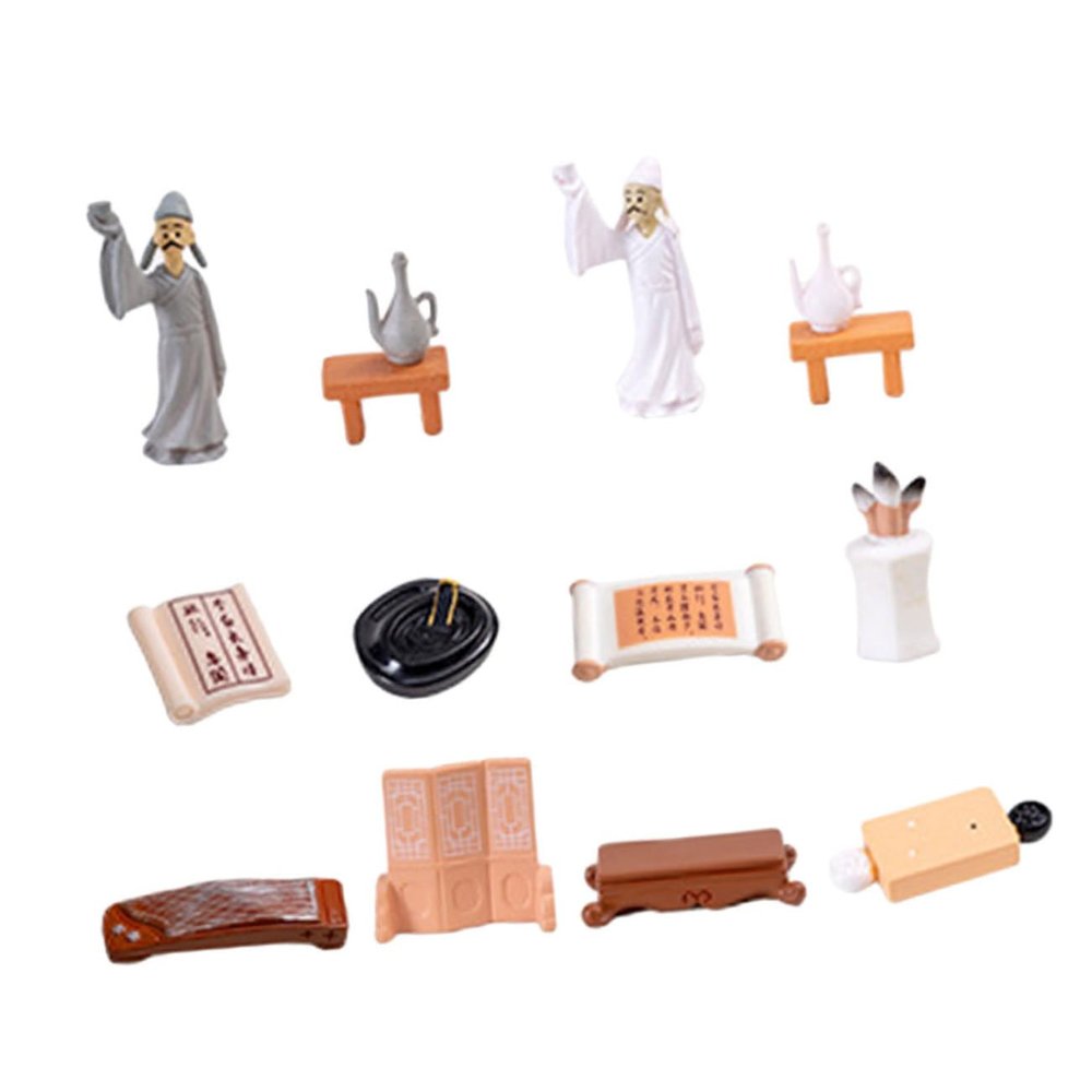 VINTORKY 10pcs Mini Ornament Traditional Ancientry Theme Resin Figurines for Dollhouse Decor Vivid Crafts for Spaces Elegant Cultural Touch Easy to Maintain