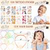134Pcs Cat Party Favors Set for Kids Cat Themed Birthday Party Supplies With Cat Headband Spiral Notepads Pens Keychains Tattoo Cat DIY Face Stickers Silicone Bracelets Cat Favors for Girls Kids Party view 4