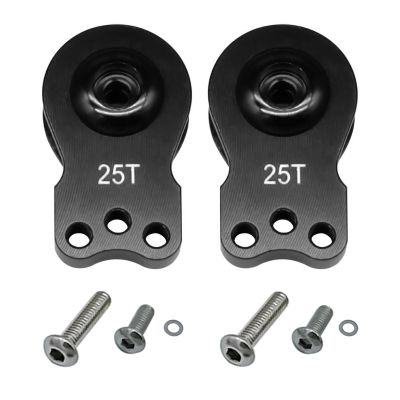 2Packs Aluminum 25T Servo Saver 3 Holes Adjustable Hi-Torque Servo Horn Compatible with 1/8 1/10 RC Car Crawler SCX10 Boat Capra TRX4 TRX6 RC Boat Parts (Black)