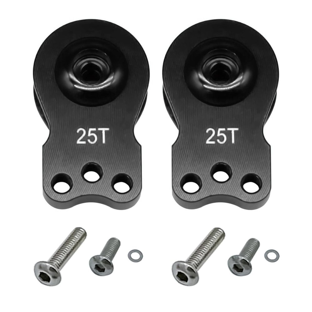 2Packs Aluminum 25T Servo Saver 3 Holes Adjustable Hi-Torque Servo Horn Compatible with 1/8 1/10 RC Car Crawler SCX10 Boat Capra TRX4 TRX6 RC Boat Parts (Black)