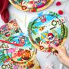 142pcs Summer Christmas Plates Tableware Set Summer Beach Hawaiian Santa Plates Napkins Cups for Summer Pool Mele kalikimaka Tropical Christmas Luau Party Decorations view 2