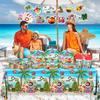142pcs Summer Christmas Plates Tableware Set Summer Beach Hawaiian Santa Plates Napkins Cups for Summer Pool Mele kalikimaka Tropical Christmas Luau Party Decorations view 3