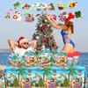 142pcs Summer Christmas Plates Tableware Set Summer Beach Hawaiian Santa Plates Napkins Cups for Summer Pool Mele kalikimaka Tropical Christmas Luau Party Decorations view 4