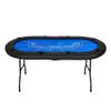 Upgrade 8 Player Poker Table for Blackjack Card Game, Foldable Texas Hold'em Table, Portable Casino Table for Game Room with Plastic Cup Holder, Padded Rails, Blue Felt Surface view 1