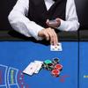 Upgrade 8 Player Poker Table for Blackjack Card Game, Foldable Texas Hold'em Table, Portable Casino Table for Game Room with Plastic Cup Holder, Padded Rails, Blue Felt Surface view 2