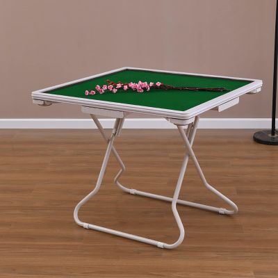 JIANGSS Portable Folding Table,Mahjong Set,Multiple Colour Domino Table,Folding Square Card Table,Mahjong Table,with 4 Cup Holders & Chip Trays,for 4 People Table Games,E
