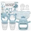 MISSLILI Baby Silicone Fruit Food Feeder Pacifier & Breastmilk Popsicle Freezer Molds,BPA Free Baby Food Storage Containers Frozen Ice Tray for Baby Feeding Safely, Infant Fruit Teething Toy (Blue) view 1