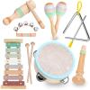 Raimy Musical Instruments Set - Neutral Colors Wooden Montessori Toys Percussion Music Modern Boho Xylophone Birthday Gifts for 1 2 3 Year Old Kids Baby Toddlers Boys Girls 3+ with Storage Bag view 1