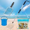 4pcs Shelling Scooper Tools for Beach, Adjustable Shark Tooth Sand Sifter with Mesh Shell Collecting Bag Foldable Beach Bucket Beach Scoop Shovel Toys for Adults Kids Picking Seashell Rock Hunting(B) view 1
