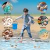 4pcs Shelling Scooper Tools for Beach, Adjustable Shark Tooth Sand Sifter with Mesh Shell Collecting Bag Foldable Beach Bucket Beach Scoop Shovel Toys for Adults Kids Picking Seashell Rock Hunting(B) view 4