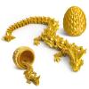 Flavery 3D Printed Dragon Egg - 12 inch Crystal Dragon in Gemstone Egg, Easter Basket Stuffers, Flexible Fidget Toy, Executive Desk Pet, Mystery Figure Decor (Gold) view 1