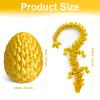 Flavery 3D Printed Dragon Egg - 12 inch Crystal Dragon in Gemstone Egg, Easter Basket Stuffers, Flexible Fidget Toy, Executive Desk Pet, Mystery Figure Decor (Gold) view 2