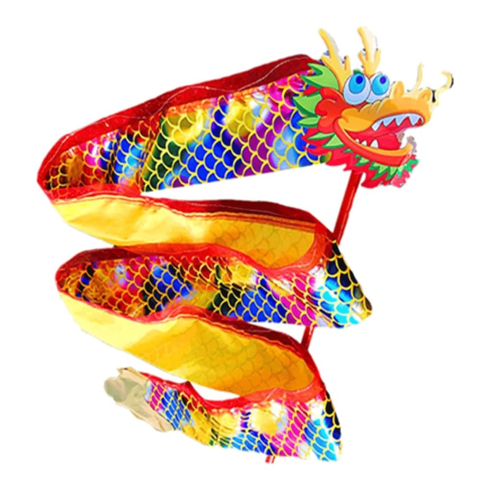 3D Dragon Ribbon Streamer 3D Dragon Poi Satin Cloth Single Dragon Dance Props Outdoor Flinging Fitness Dragon Dance