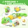 AWOTOY Baby Toys 0-6-12 Months, Musical Stuffed Animal Activity Soft Toys with Multi-Sensory Crinkle,Rattles and Textures,Infant Tummy Time Toys for Newborn Boys Girls,Dinosaur,Green view 3