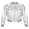 Kids Boys Girls Long Sleeves Bomber Jacket and Sweatpants Set Jazz Hip Hop Metallic Dance Costumes Dancewear Silver 16 Years view 4