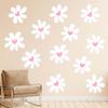 12 Sheets Daisy Wall Decals, Pink Heart Decals Boho Flower Wall Decals Daisy Wall Stickers Peel and Stick White Flower Wallpaper Daisy Floral Window Decals for Home Nursery Room Decor view 1