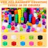 Jenaai 200 Pcs Math Cubes Counting Blocks Linking Connecting Cubes Math Manipulatives with Storage Container Educational Toy for Kids Age 4-8 Kindergarten STEM Activities Preschool(Blue) view 3
