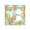 2-Gang Light Switch Cover Cartoon giraffe rainbow clouds Wall Plate for Electrical Outlets Double Decorator Wall Plates Mid-size Receptacle Outlet Covers Blank Faceplate Cover view 1