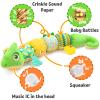LIGHTDESIRE Baby Toys Musical Dinosaur,Infant Stuffed Animal Toys with Crinkle and Rattles,Soft Sensory Toys with Textures for Tummy Time Newborn Boys Girls 0 3 6 12 Months(Green) view 2
