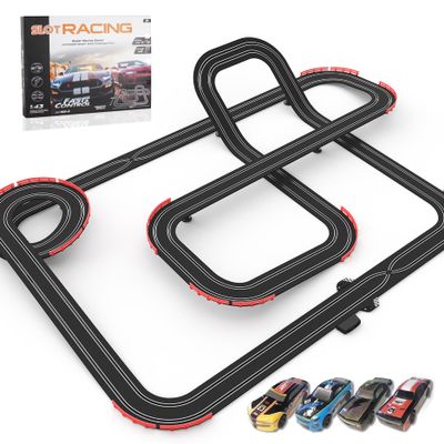 Slot Car Racing Track for Kids 1:43 Electric Powered 40Ft Big Race Tracks Set with 4 Cars and 2 Hand Controllers, Gift Toys for Boys Girls Children 6,7,8,9,10 Years Old