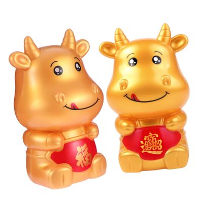 Abaodam 2pcs Jumbo Cartoon Bull Piggy Bank Bull Saving Pot Desktop Decor for Boys and Girls