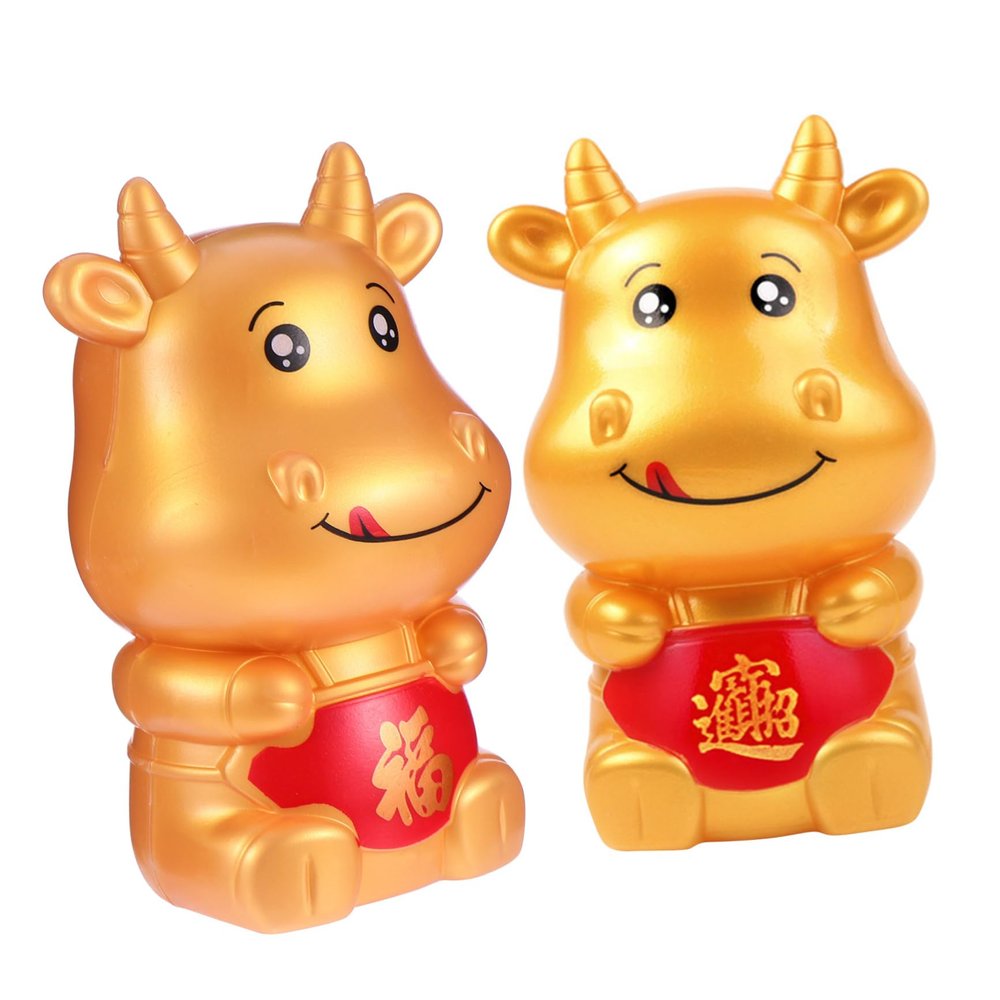 Abaodam 2pcs Jumbo Cartoon Bull Piggy Bank Bull Saving Pot Desktop Decor for Boys and Girls