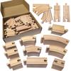 MUYUTOY Wooden Train Track 44Pcs, Wood Train Tracks Expansion Accessories Expansion Pack fits Melissa and Doug, Brio, Thomas, Montessori Toys, Birthday Gift for Boys Girls Toddler Kids view 1