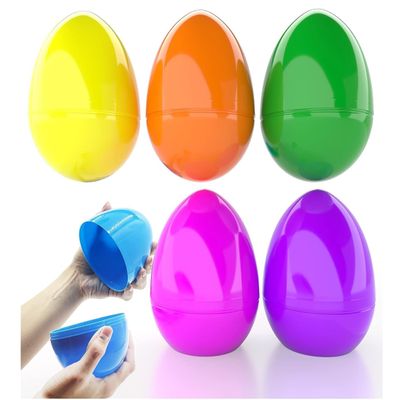 BUISAMG Giant Refillable Easter Eggs Colorful Bright Plastic Easter Great for Easter Eggs, Birthday Party Surprise Eggs, Easter Hunting, Assorted Colors, 6" Giant Refillable Eggs (6-Pack)