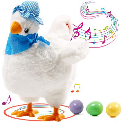 dgdgcool Easter Toys Egg Laying Chicken Toy Electric Chicken Stuffed Animal Dancing Stuffed Plush Toy with Music
